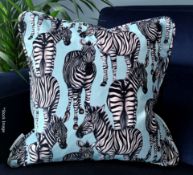 1 x CHARLOTTE JADE 'Zebra Allover' Velvet Cushion With Piping 45x45cm - Original Price £135.00