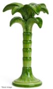 1 x LES-OTTOMANS Italian Ceramic Palm Tree Candlestick (Medium, 25cm) - Original Price £160.00