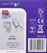 4 x Searchlight Torch Spotlight - Chrome Finish, Adjustable Head - New Boxed Stock - CL323 - Ref: 53