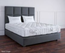 1 x VISPRING "Prestige" Kingsize Soft Divan Bed Base In A Premium Faux Suede Upholstery - 150x200cm