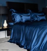 1 x GINGERLILY Navy Blue Silk King Duvet Cover (260X220) - Original Price £525.00