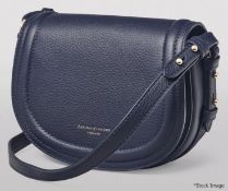 1 x ASPINAL OF LONDON 'Stella' Small Leather Cross-Body Satchel In Navy - Original Price £325.00