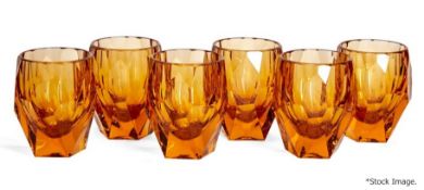 Set Of 6 x MARIO LUCA GIUSTI 'Milly' Synthetic Crystal Tumblers - Amber - Original Price £120.00