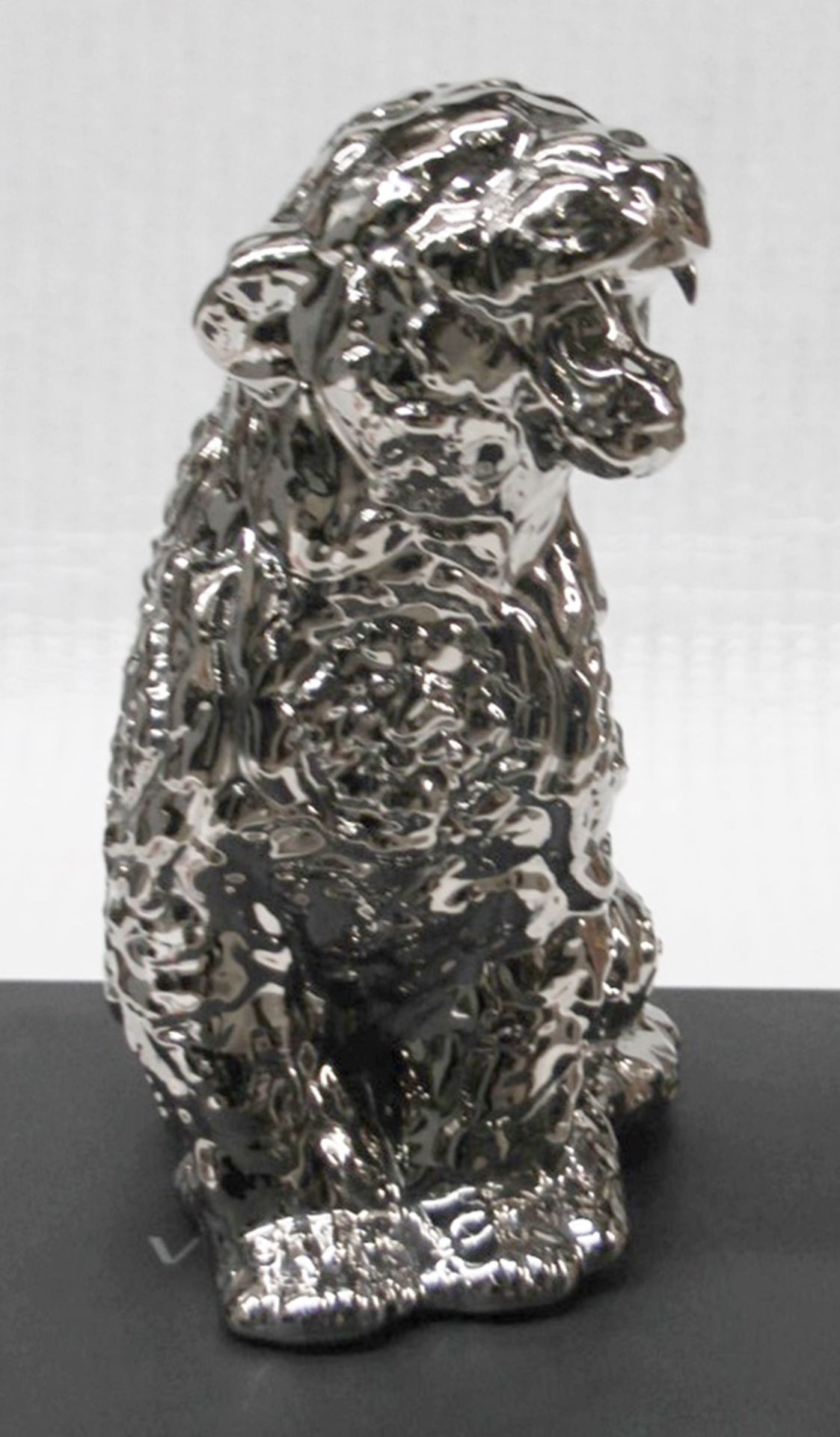 1 x VERSACE 'Rokko' Italian Designer Porcelain 30cm Cheetah Ornament In Chrome *RARE* - Bild 2 aus 9