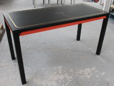 1 x Shanghai Tang Wooden Display Table In Black With Brass Inlay - Recently Removed From A World-