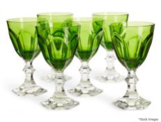 Set Of 6 x MARIO LUCA GIUSTI 'Dolce Vita' Wine Glass In Green (150ml) - Original Price £160.00