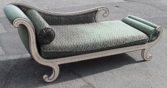 1 x Opulent 2-Metre Long Chaise Lounge Featuring Iridescent Upholstery And 2 x Bolster Cushions -