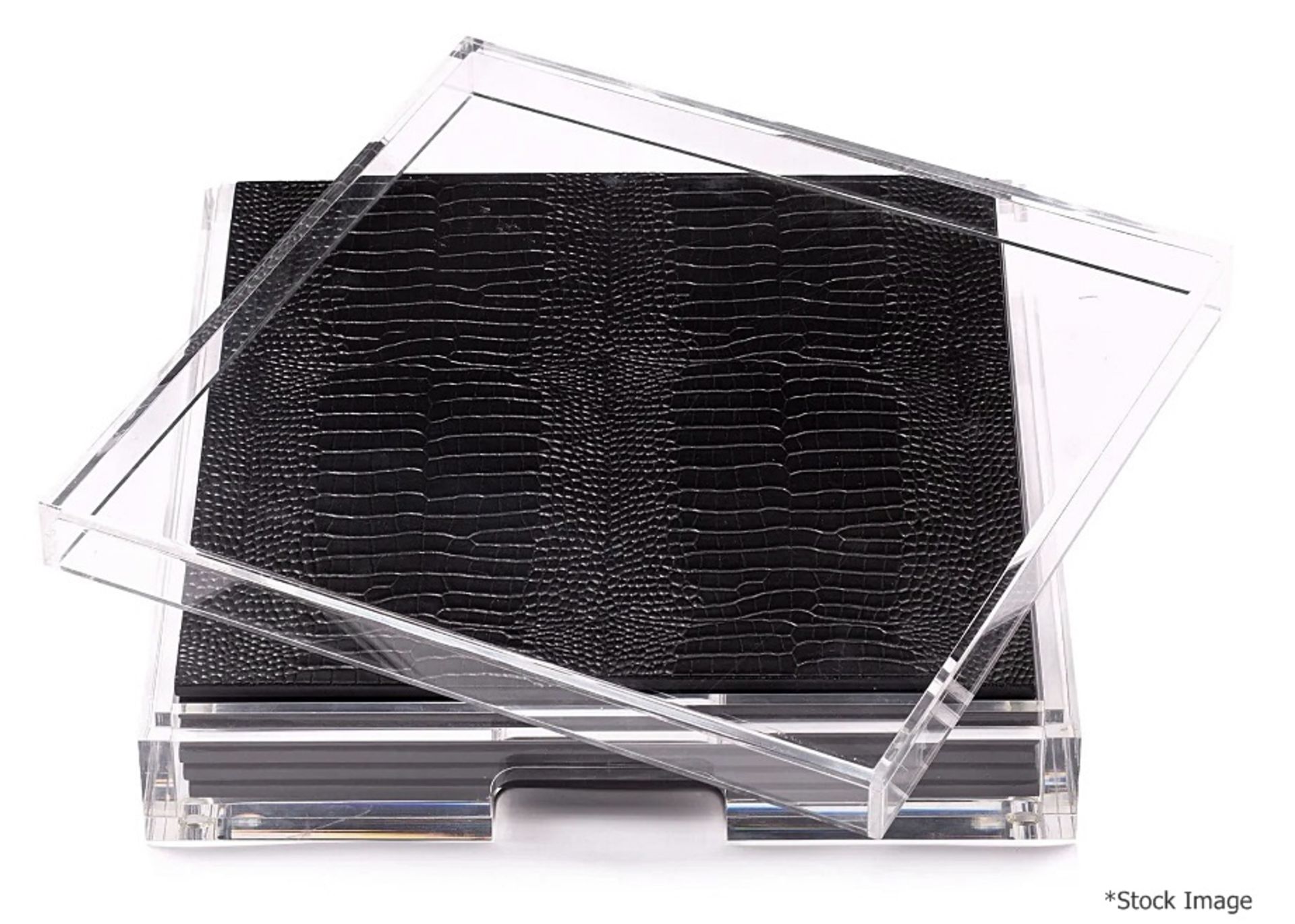 Set 6 x POSH TRADING 'Python' Designer Placemats In Black With Clear Acrylic Placebox - Unused Boxed - Bild 2 aus 11