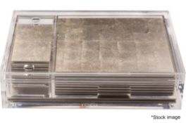 POSH TRADING COMPANY 18-Piece 'Matbox' Dining Set Of Hand-applied Silver Leaf Placemats And Coasters
