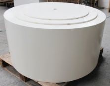 1 x Cylindrical 3-Tier Display Plinth In Cream - £5 Start, No Reserve - Recently Removed From A