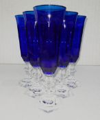 Set Of 6 x MARIO LUCA GIUSTI 'Dolce Vita Blue' Synthetic Crystal Champagne Flute 150ml - RRP £160.00