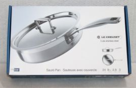 1 x LE CREUSET Premium 3-Ply 24cm Saute Pan With Lid - Original Price £127.00 - Boxed Stock