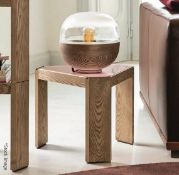 1 x PORADA 'Tony' Italian Designer Side Table In Solid Ash, With A Rose-Tinted Bevelled Glass