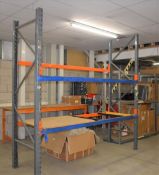 Warehouse Pallet Racking / Shelving - Includes 4 x Uprights, 9 x Crossbeams and Some Shelf Boards