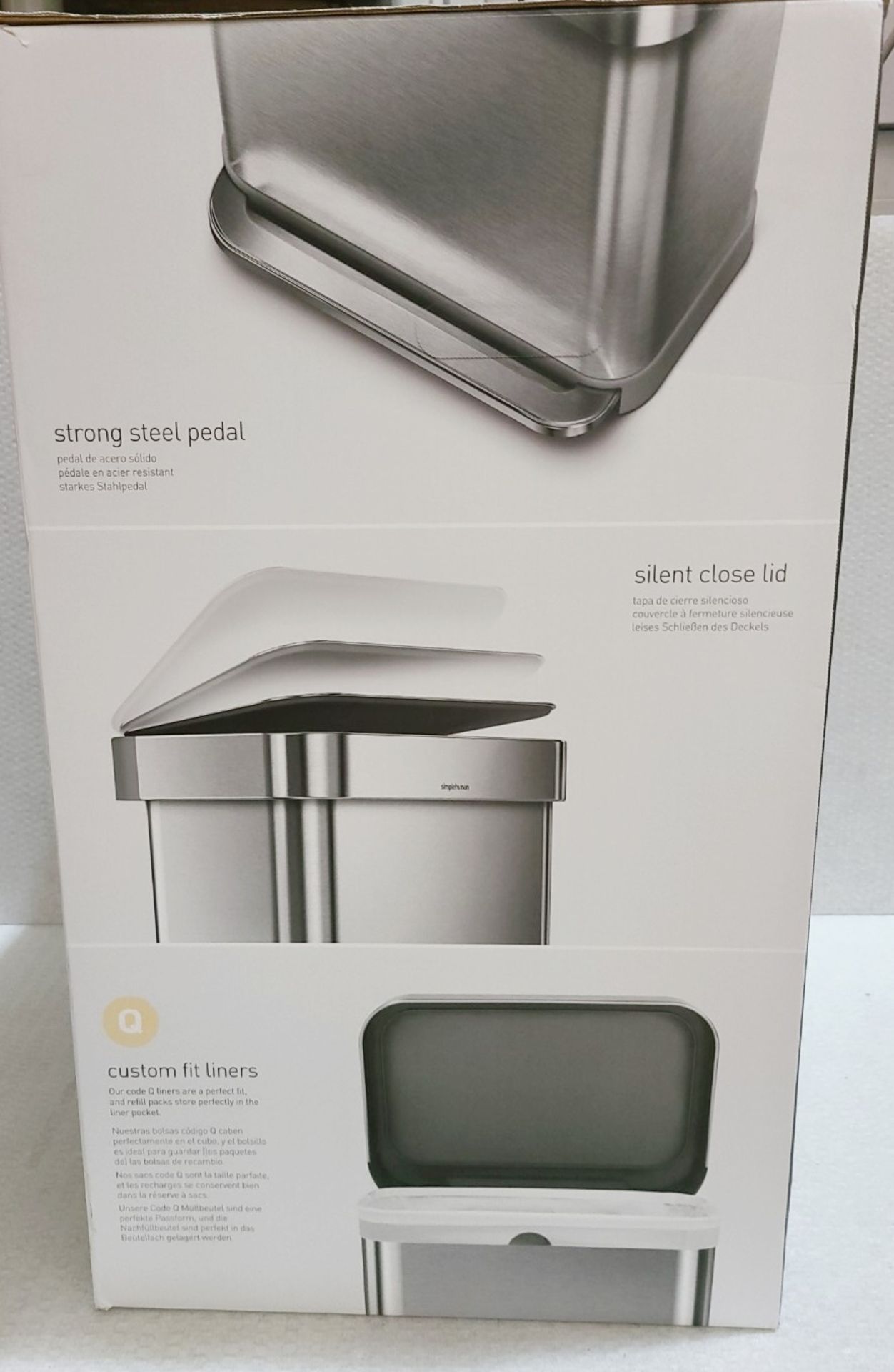 1 x SIMPLEHUMAN Rectangular 'Brushed Stainless Steel' Pedal Bin (55l) - Original Price £179.95 - Image 7 of 10