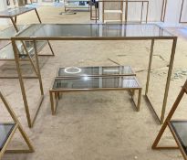 1 x Rectangular, Tall Commercial Display Table With A Bronzed Finish And Tinted Glass Top- Recently