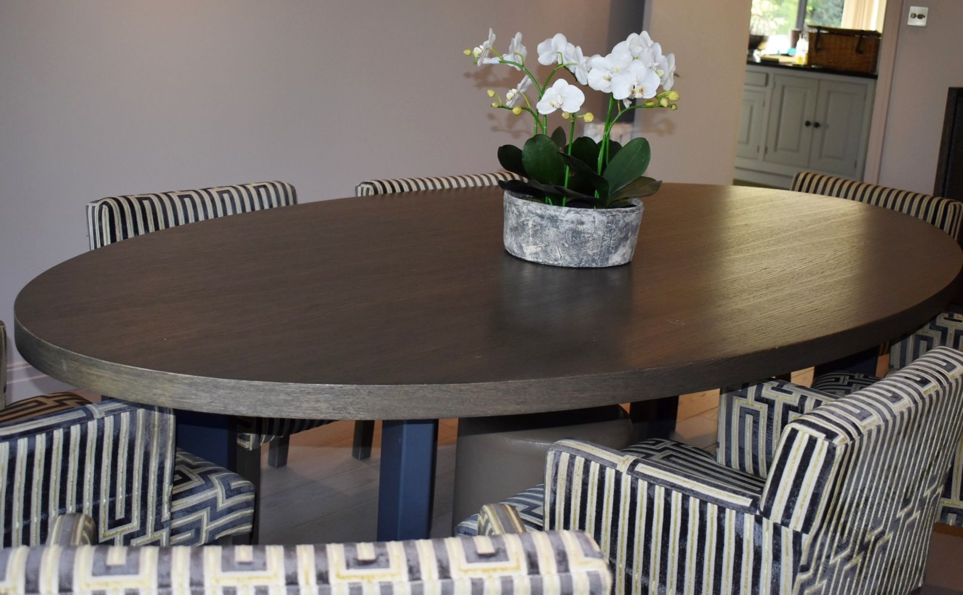 1 x Oval Dining Table With A Limed Oak Finish And Metal Legs - Image 4 of 5