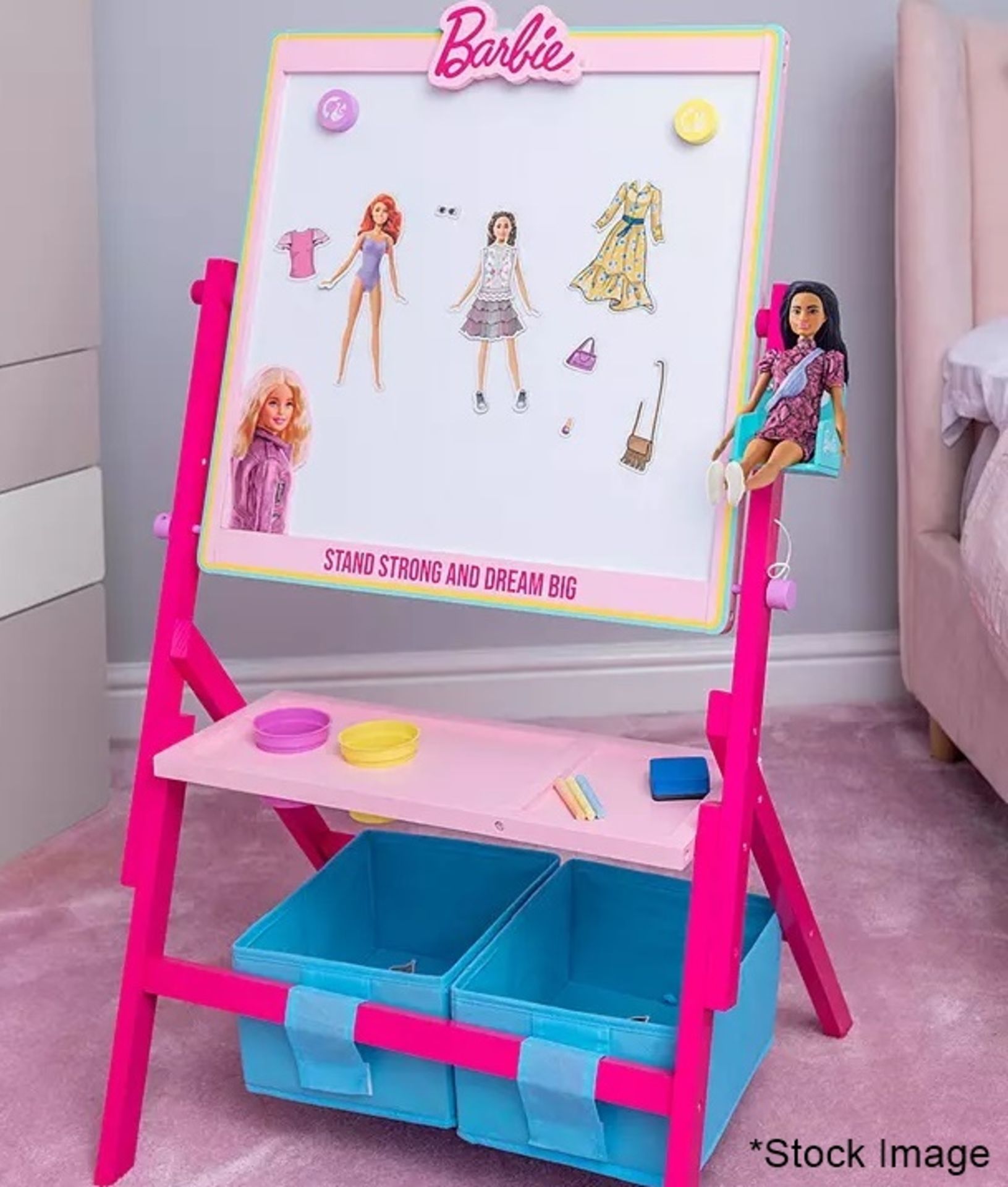 1 x MATTEL Barbie Rotating Easel With Whiteboard And Chalkboard