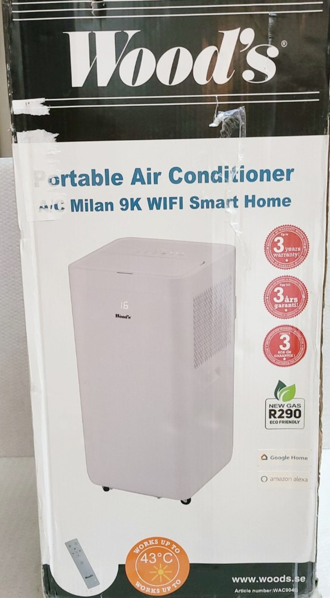 1 x WOODS 'Milan 9K' Portable Air Conditioner With Remote Control - Original Price £499.99 - Image 2 of 7