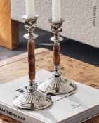 A Pair Of SOHO HOUSE 'Cheswell' Luxury Handcrafted Artisan Candle Sticks - Original Price £170.00