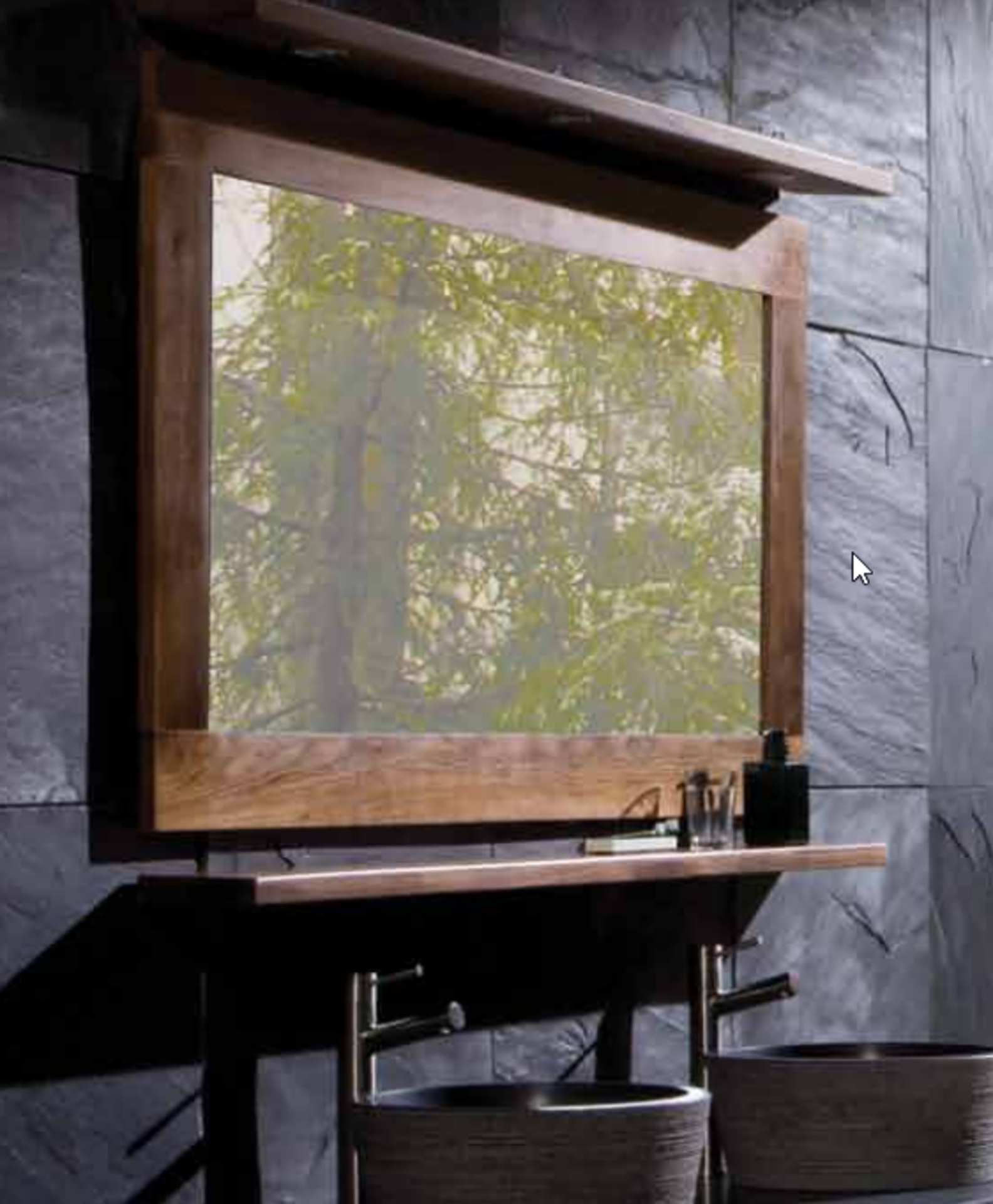 1 x Stonearth Bathroom Wall Mirror With Solid Walnut Frame and Bevelled Glass Mirror - Size: Large - Image 3 of 10