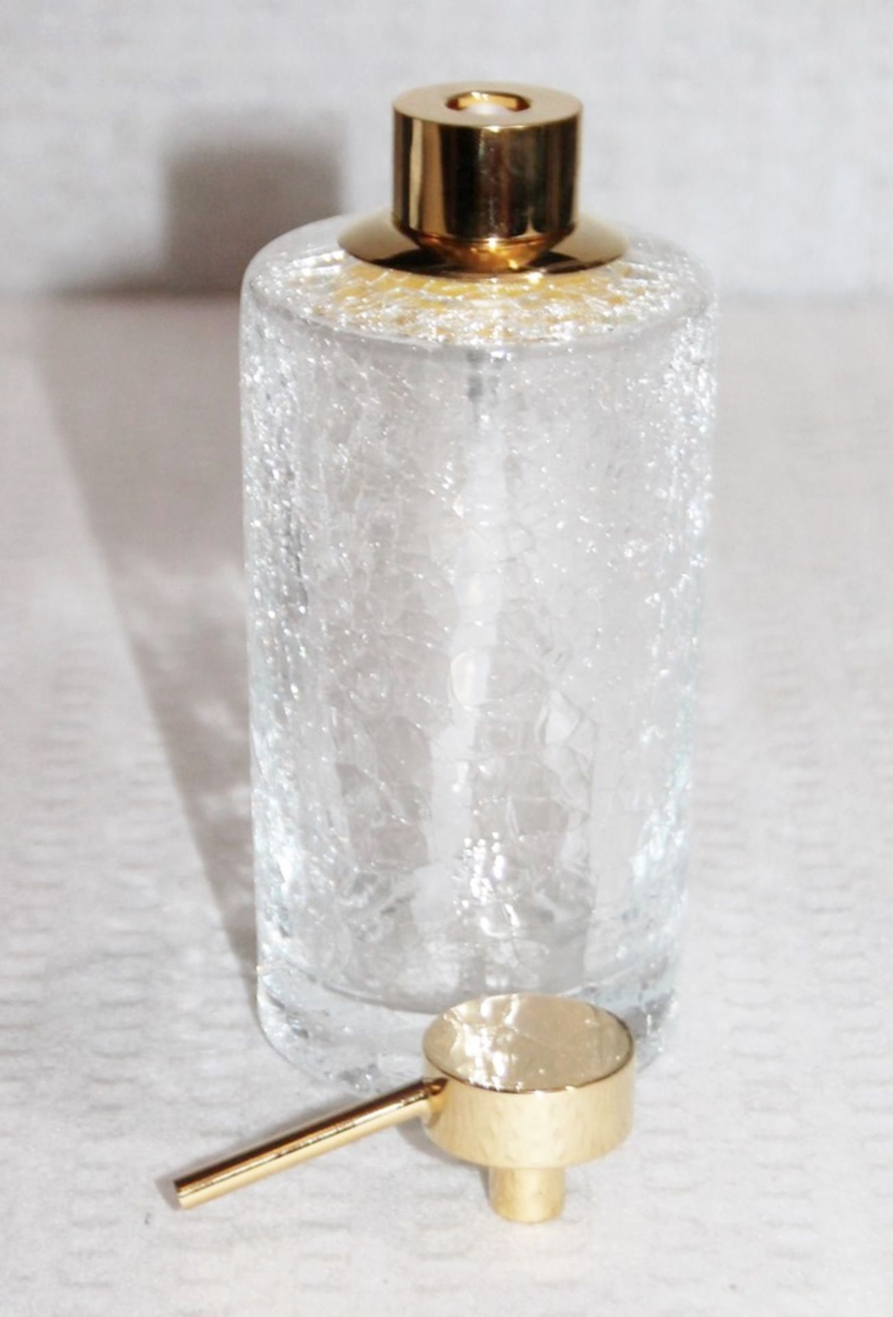 1 x 1 x ZODIAC Luxury 'Cracked Crystal' Soap Dispenser With A 24 karat Gold-Plated Pump - Original - Image 3 of 6