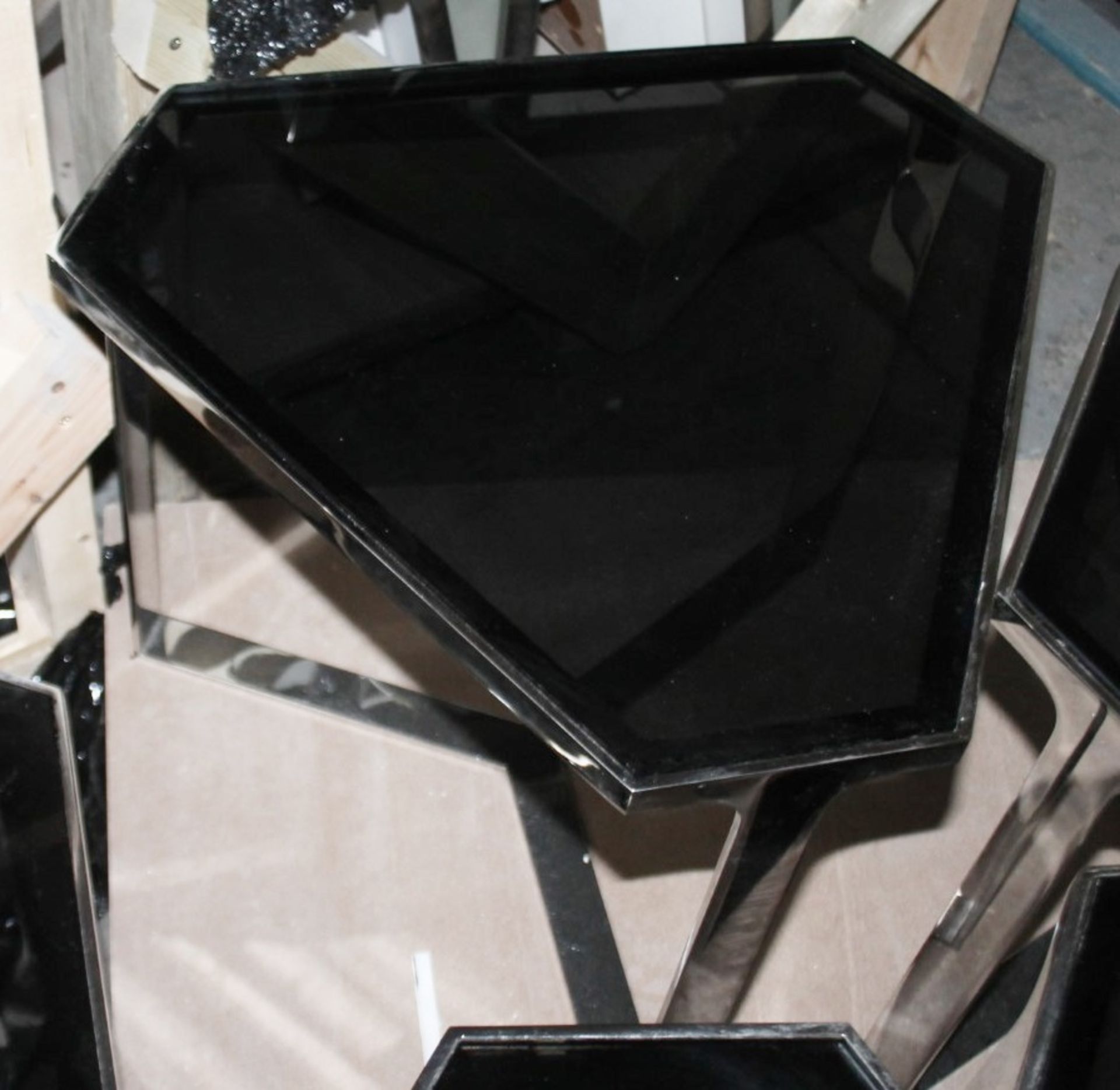 1 x Designer 5-Section Geometric Coffee Table, With Tinted Glass Tops and Chromed Bases - Image 6 of 6