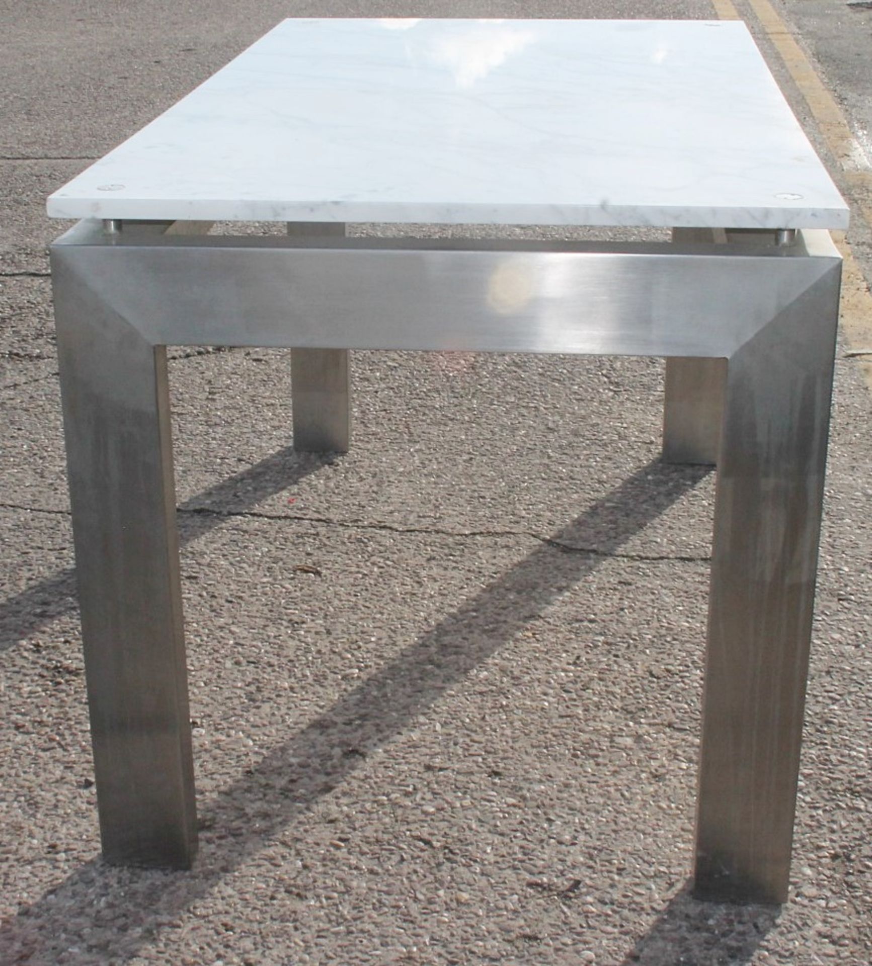 1 x Marble-Topped, Steel Framed Retail Display Table - Recently Removed From A World-renowned London - Image 2 of 2