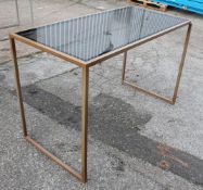 1 x Rectangular, Tall Commercial Display Table With A Bronzed Finish & Tinted Glass Top