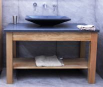 1 x Stonearth 'Prestige' Open Shelf 1200mm Countertop Washstand - American Solid Oak - RRP £690