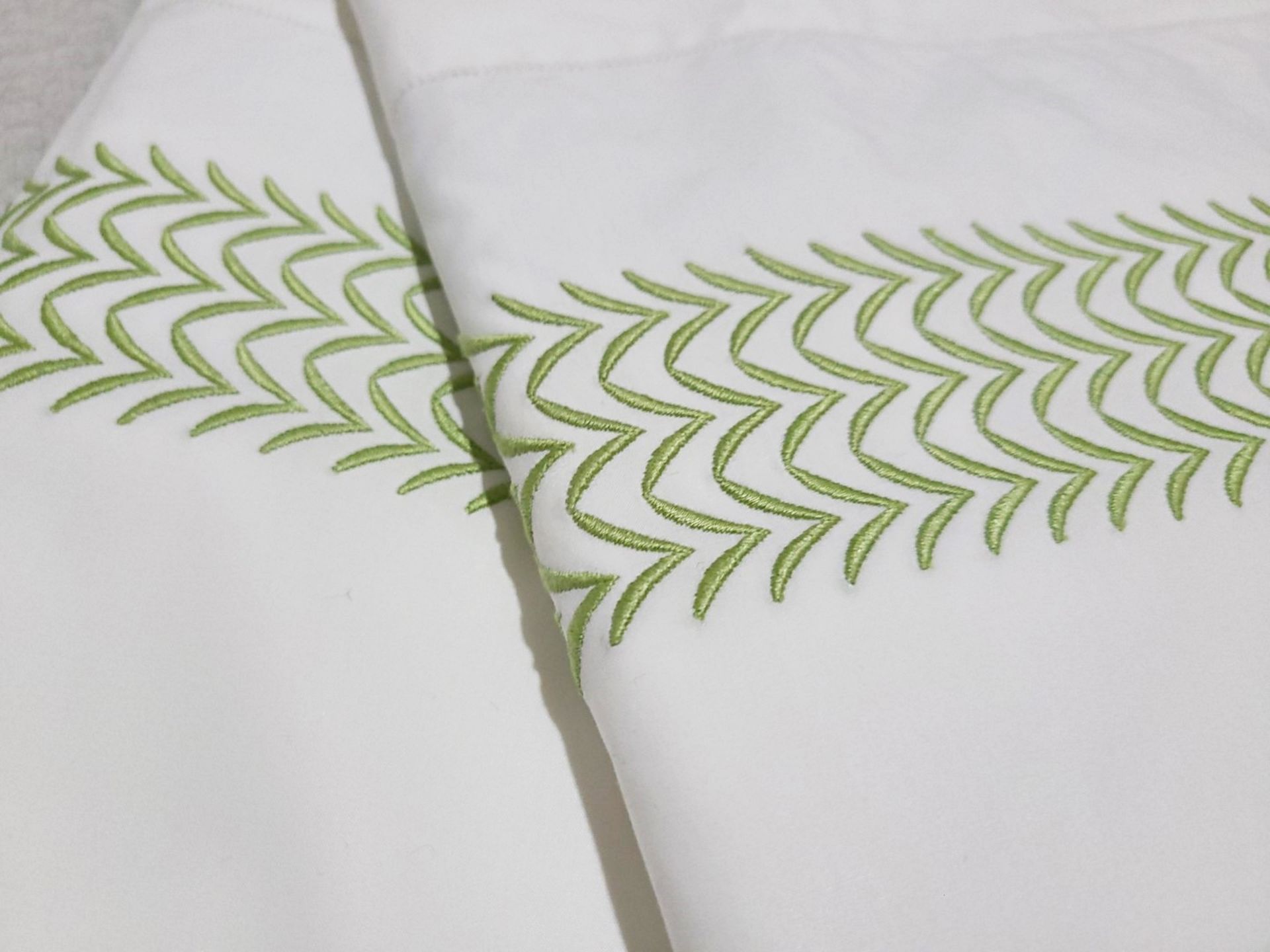Set Of 2 PRATESI Bisanzio Sage Green Embroidered On Angel Skin Shams 65x65cm - Image 4 of 4
