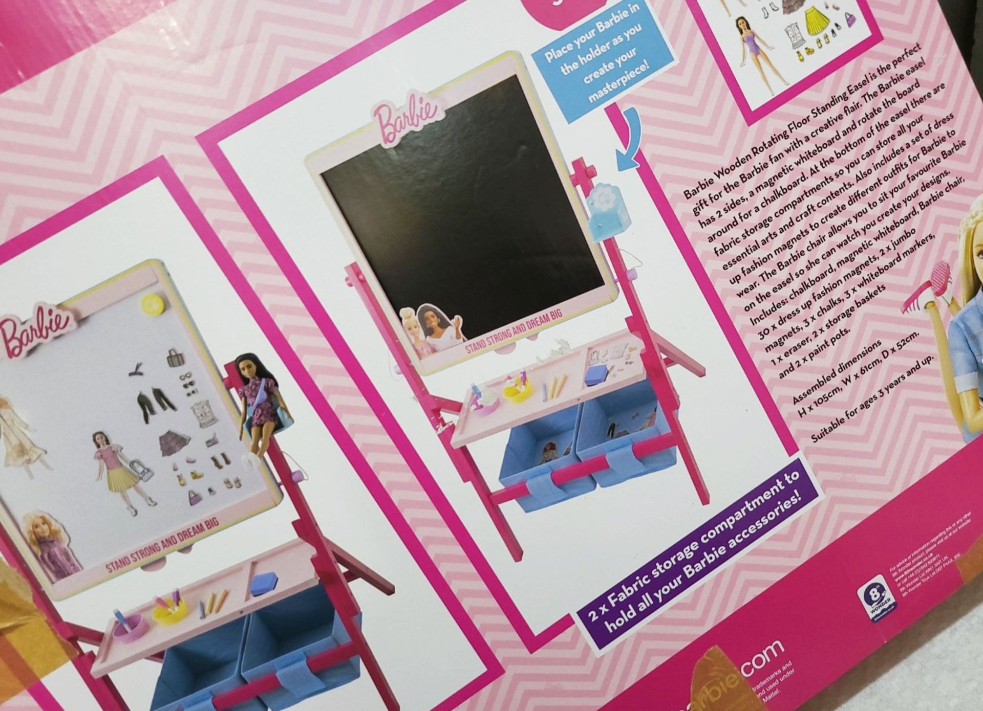 1 x MATTEL Barbie Rotating Easel With Whiteboard And Chalkboard - Image 3 of 6