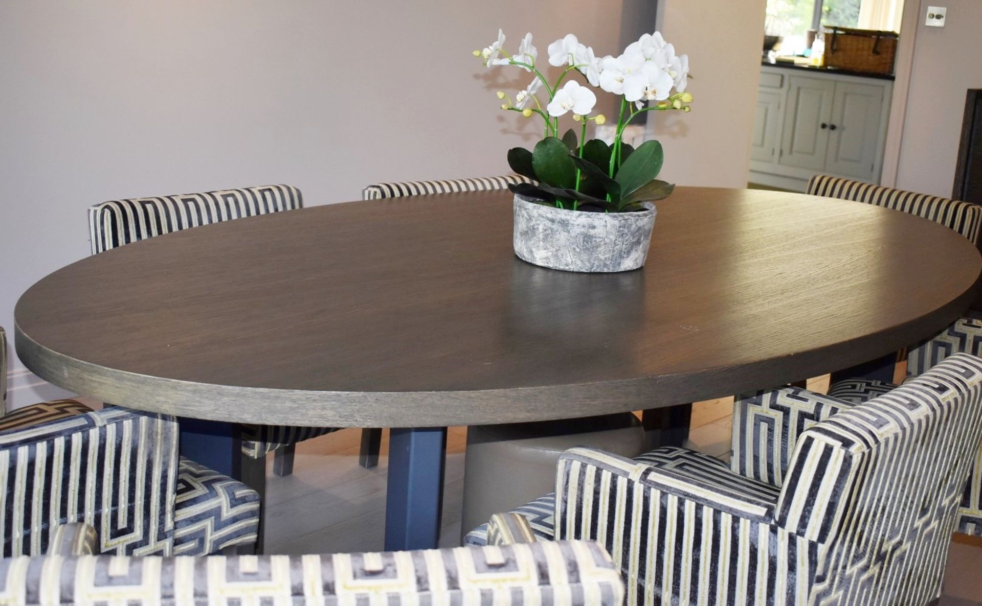1 x Oval Dining Table With A Limed Oak Finish And Metal Legs - Image 5 of 5