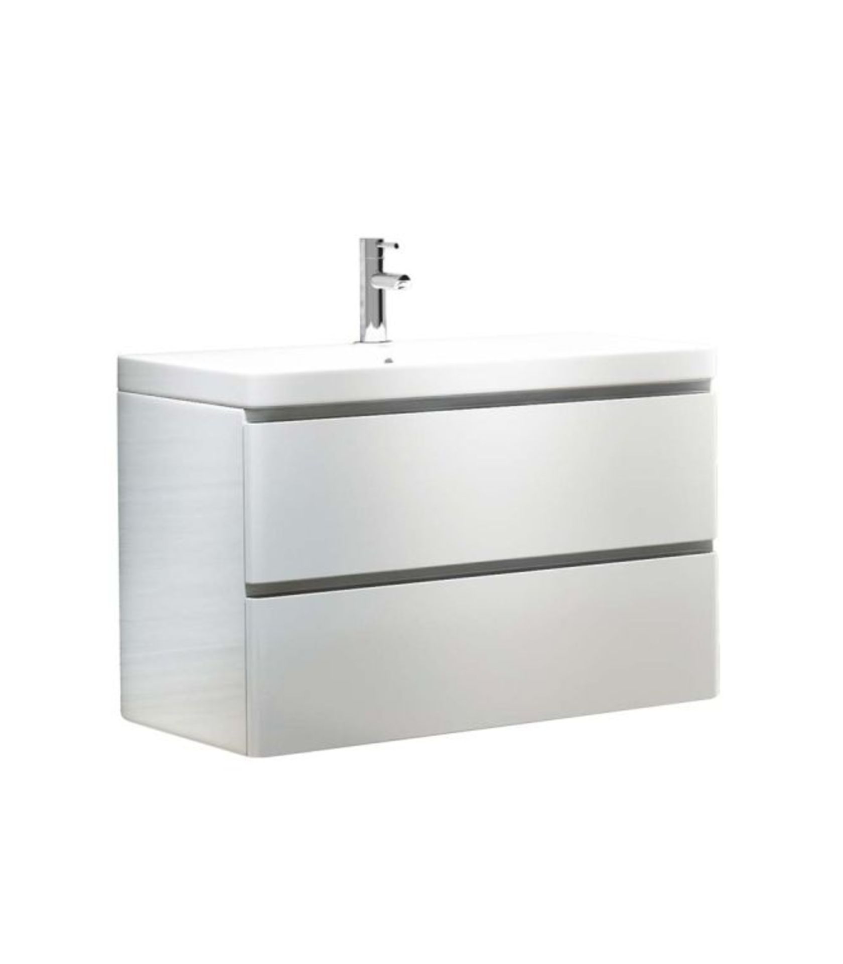 1 x Synergy Linea 800mm Wall Mounted Vanity Unit With White Ceramic 1 Tap Hole Sink Basin - RRP £795 - Image 2 of 5