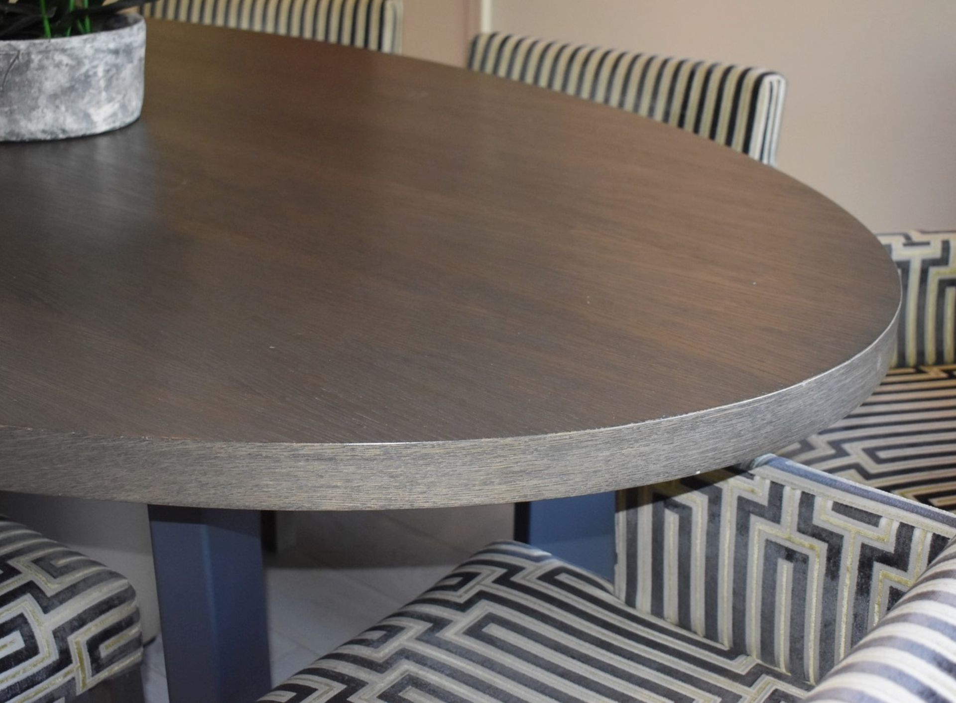 1 x Oval Dining Table With A Limed Oak Finish And Metal Legs - Image 3 of 5
