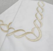 Set Of Two x PRATESI Treccia Infinity Gold Embroidered Pillow Sham On Angel Skin With 50x75cm