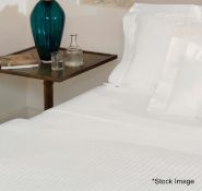 3-Piece PRATESI 'Raso Rigato' Bedding Set In Striped White Satin - Includes Duvet Cover & 2 x Shams