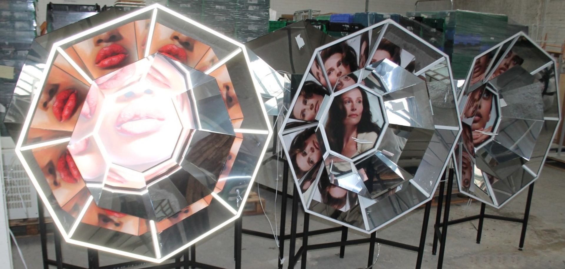 8 x Kaleidoscope-style Illuminated Freestanding Display Units