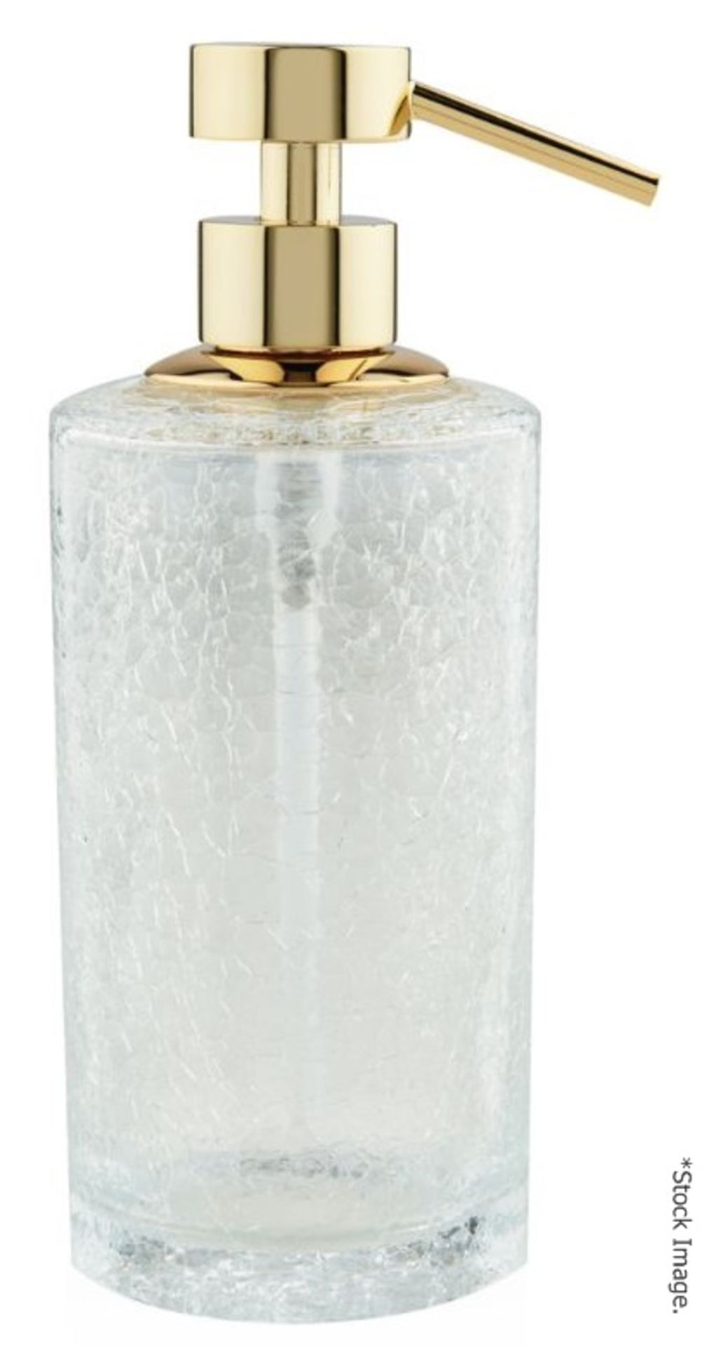 1 x 1 x ZODIAC Luxury 'Cracked Crystal' Soap Dispenser With A 24 karat Gold-Plated Pump - Original