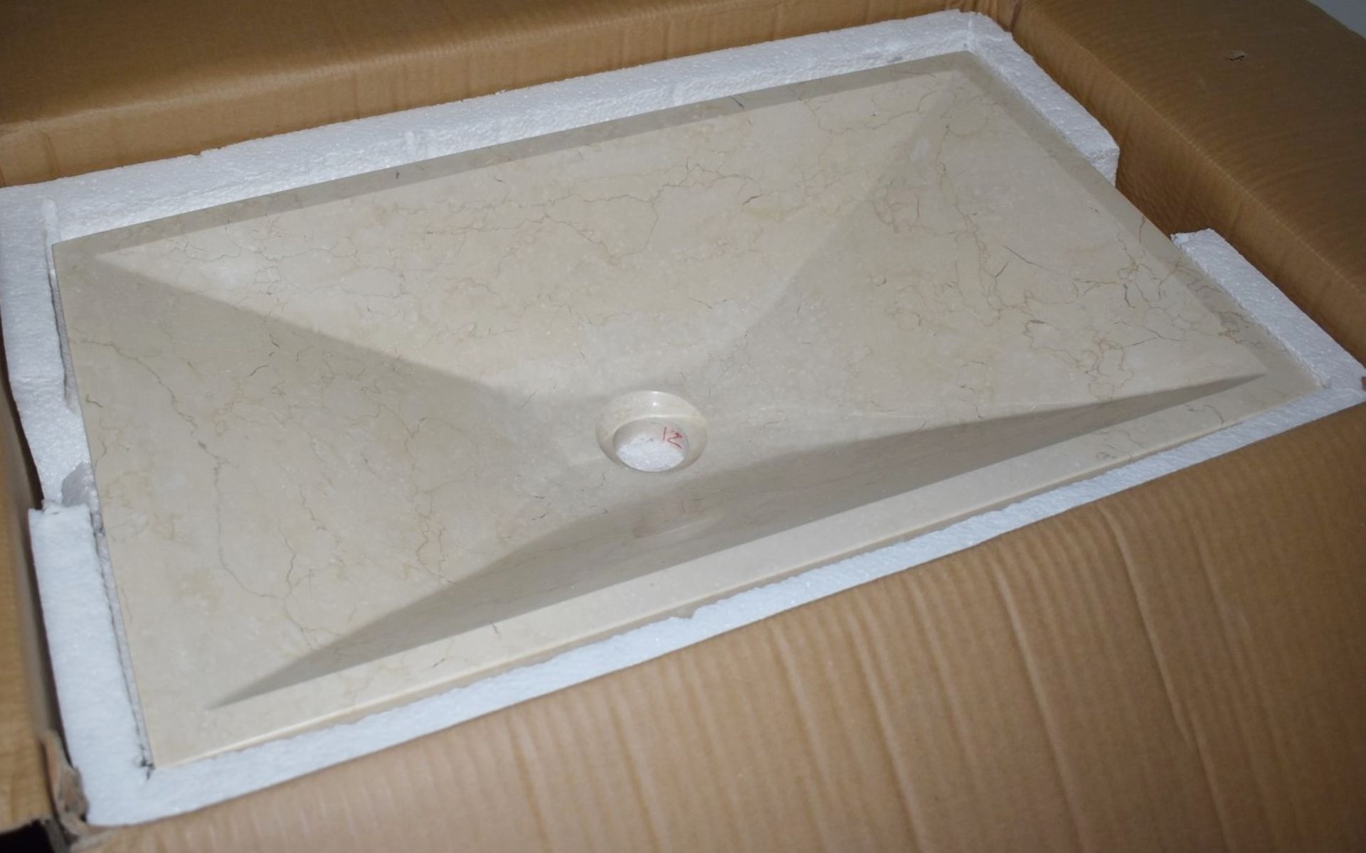 1 x Stonearth 'Karo' Solid Travertine Stone Countertop Sink Basin - New Boxed Stock - RRP £525 - - Image 3 of 8