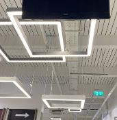 5 x Impressive 1.2-Metre Commercial Designer Square Suspension LED Ceiling Lights - Recently Removed