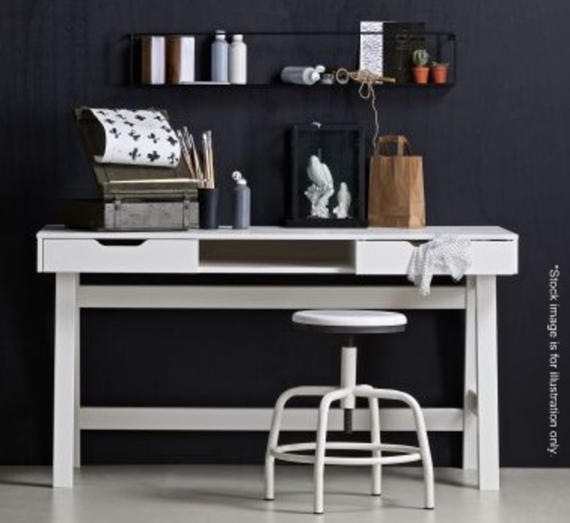 1 x WOOOD 'Nikki' Desk In White - Original Price £385.00 - Made In Holland - Sealed Boxed Stock -