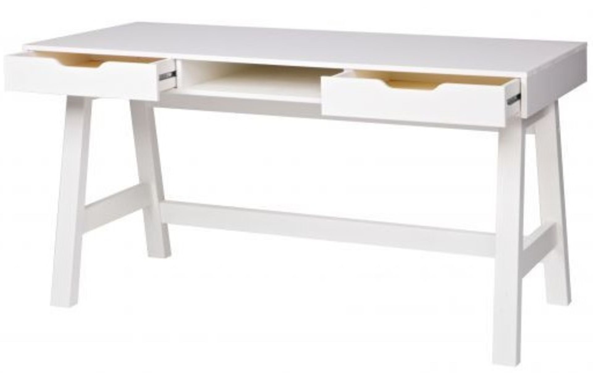 1 x WOOOD 'Nikki' Desk In White - Original Price £385.00 - Made In Holland - Sealed Boxed Stock - - Image 4 of 6