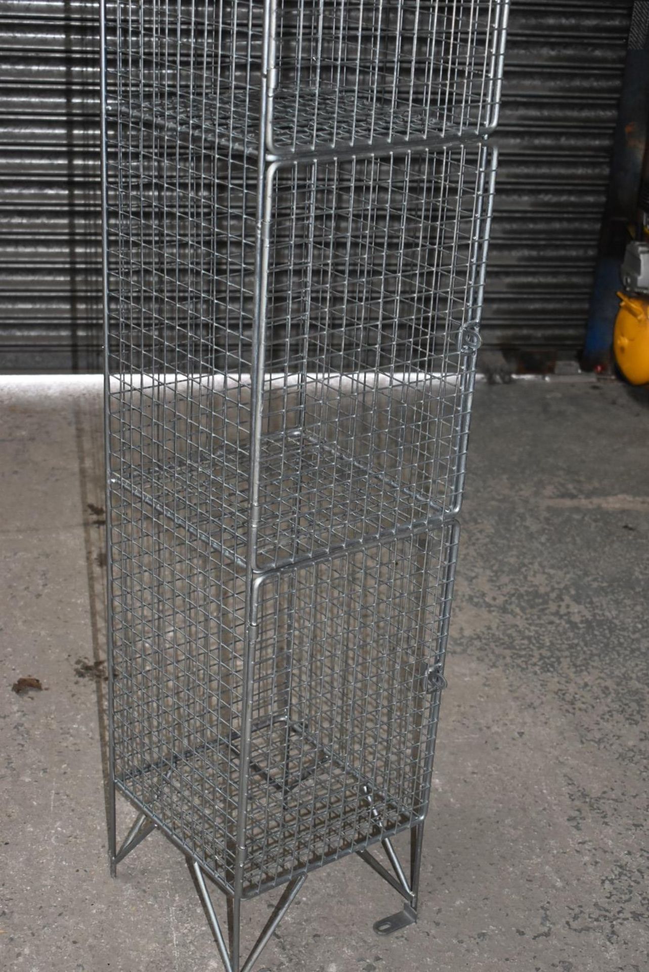 1 x Wire Mesh Cage Lockers With Four Locker Compartments - Dimensions: H193 x W30 x D32 cms - Ref: - Image 6 of 11