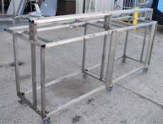 1 x Long Workbench Metal Fabrication Frame - Size: H93/112 x W220x D73 cms