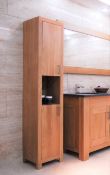 1 x Stonearth Freestanding Tallboy Bathroom Storage Cabinet - American Solid Oak - RRP £996!