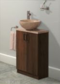 1 x Stonearth 'Petite' Slim Projection 500mm Washstand - American Solid Walnut - Original RRP £549 -