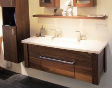 1 x Stonearth 'Venice' Wall Mounted 1200mm Walnut Washstand With Inset Marble Sink - RRP £2,500