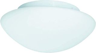 1 x Searchlight Bathroom Light Fitting - Flush Ceiling Light With Opal Glass Shade and IP44 Rating -