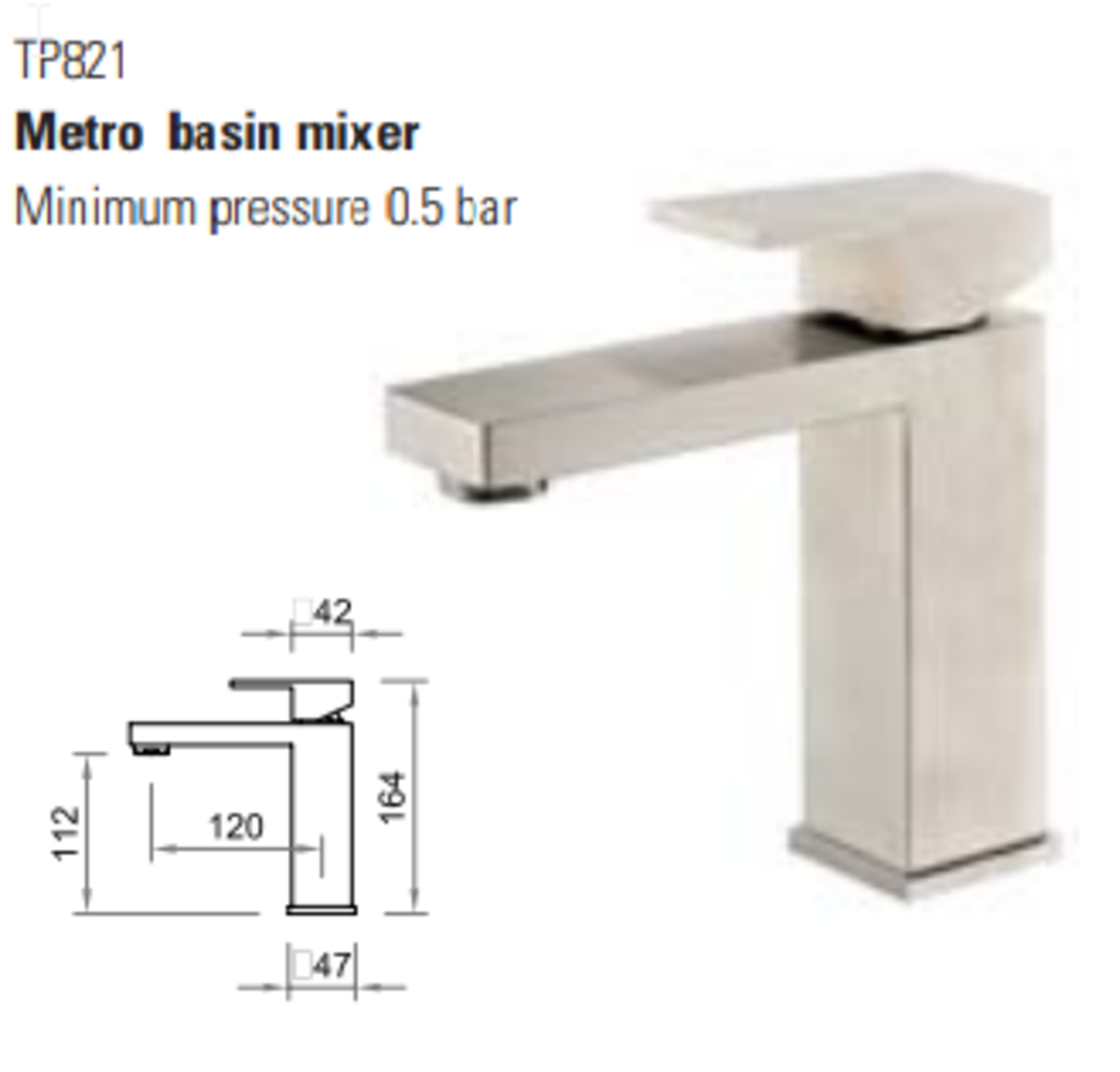 1 x Stonearth 'Metro' Stainless Steel Basin Mixer Tap - Brand New & Boxed - RRP £245 - Ref: TP821